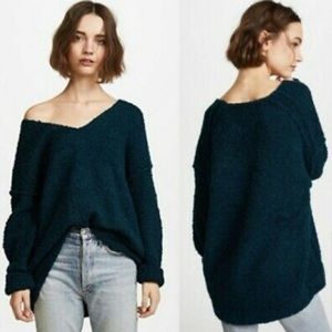 Free People LOFTY V NECK SWEATER Green/TURQUOISE